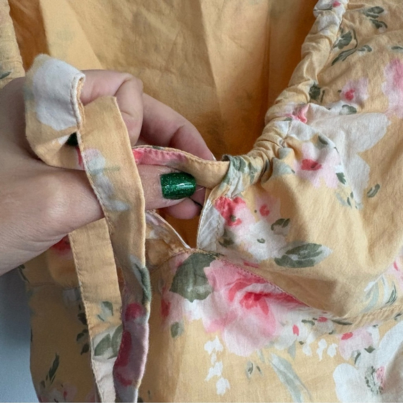 Abercrombie & Fitch Floral Cropped Puff Sleeve Tie Front Gauzy Top Sz Small - Picture 7 of 10